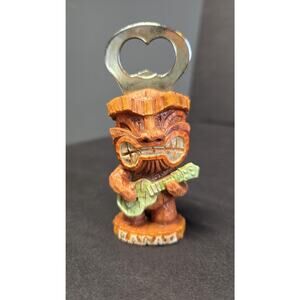 KC Hawaii Island Menehune Tiki Mele Tiki Bottle Opener Brown Green Souvenir